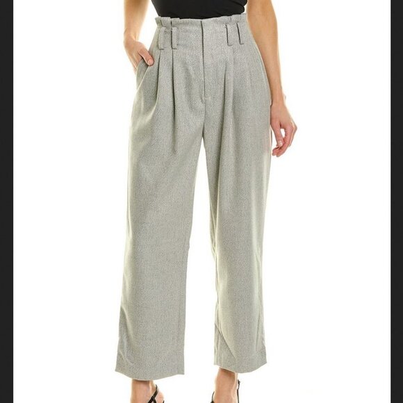 *NEW Ronny Kobo Nelson Pleated High Rise Crop Pants Grey Size Small - Picture 1 of 9